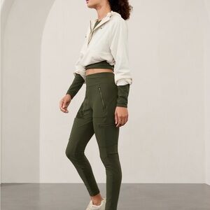Athleta Headlands Hybrid High Rise Olive Green Leggings- NWT